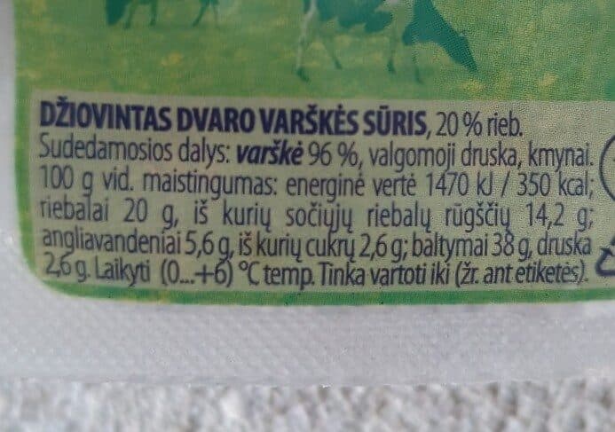 Dvaro Džiovintas Varškės Sūris packshot