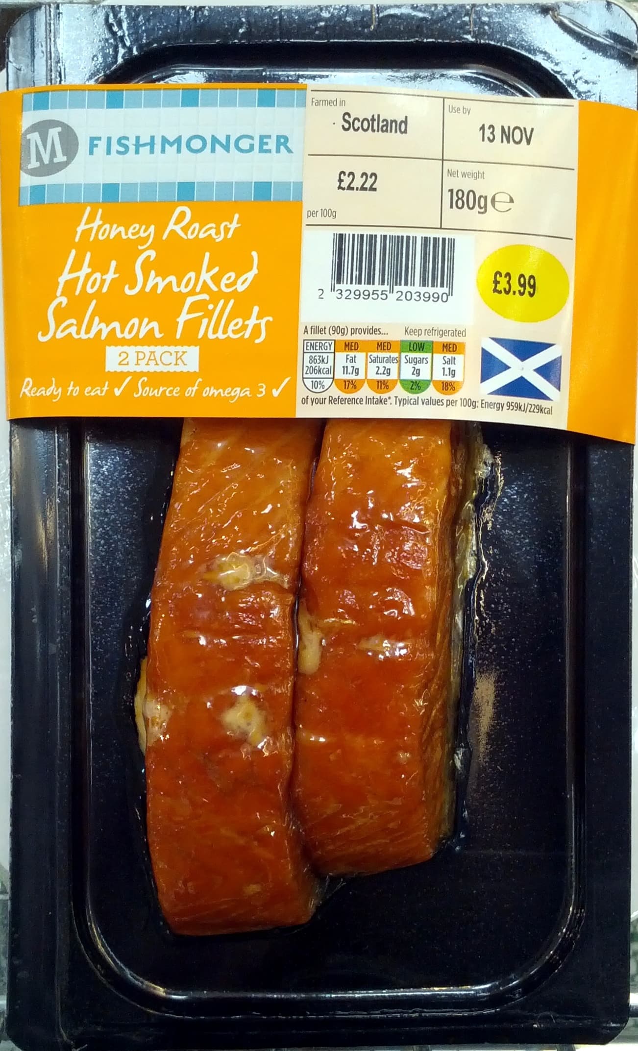 Morrisons Honey Roast Hot Smoked Salmon Fillets packshot