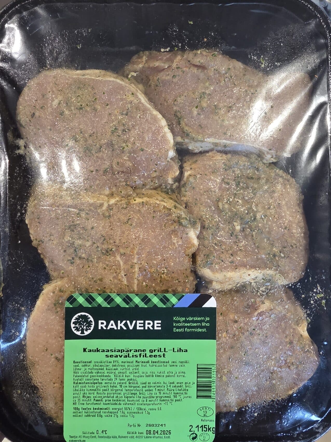 Rakvere Kaukaasiapärane Grill Liha Seavälisfileest packshot