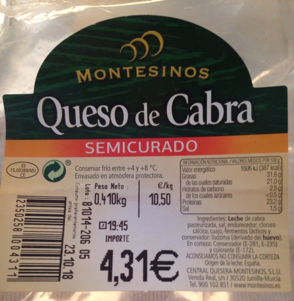 Open Food Facts Queso de cabra semicurado packshot