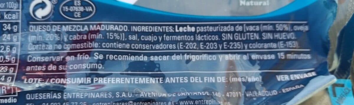 Entrepinares Queso de mezcla madurado packshot
