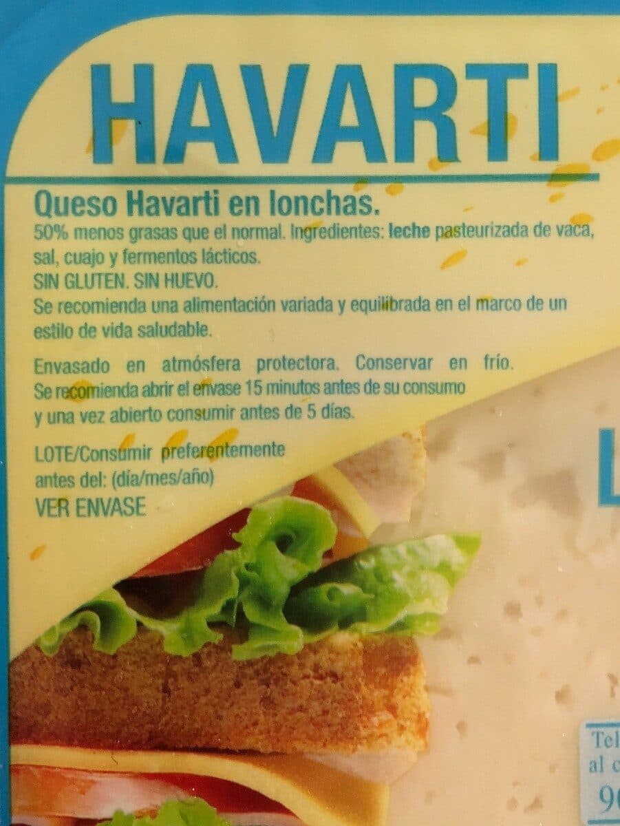 Hacendado Queso havarti en lonchas packshot
