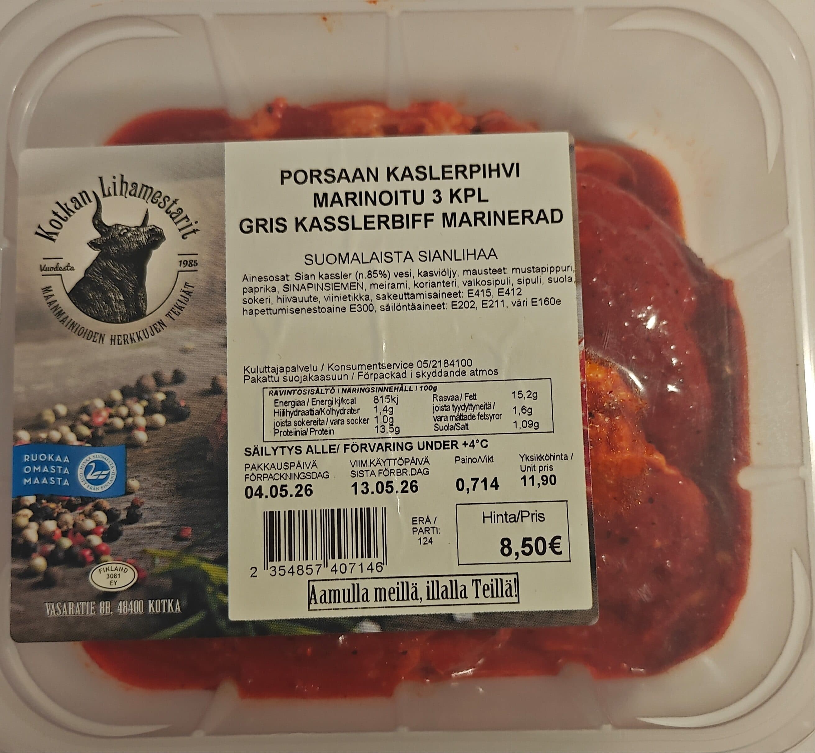 Kotkan Lihamestarit Porsaan kaslerpihvi marinoitu packshot