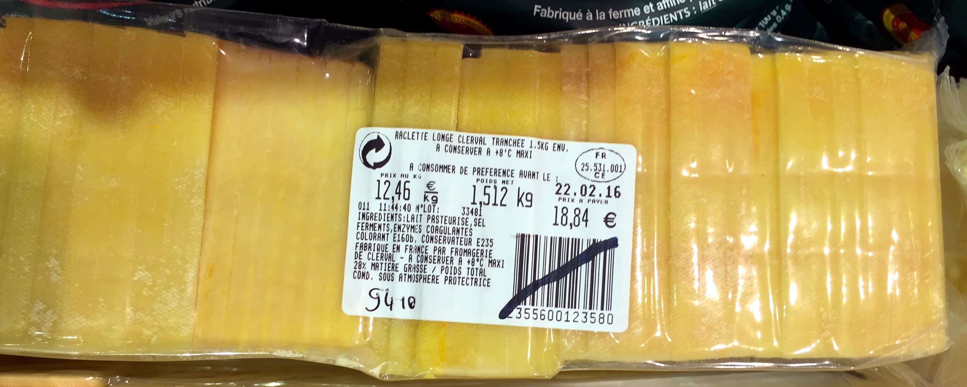 Clerval Raclette longe packshot