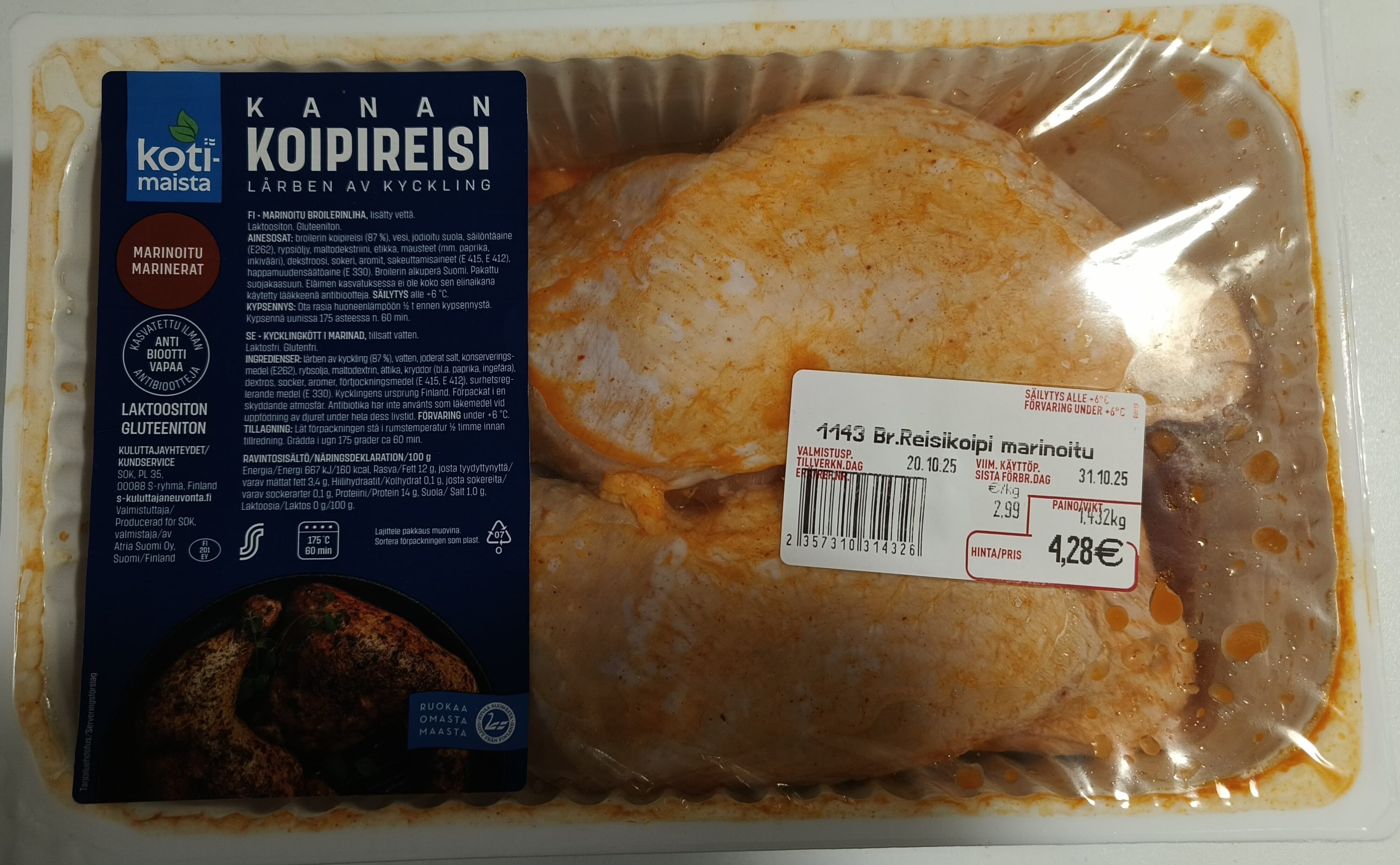 Kotimaista Kanan Koipireisi Marinoitu packshot