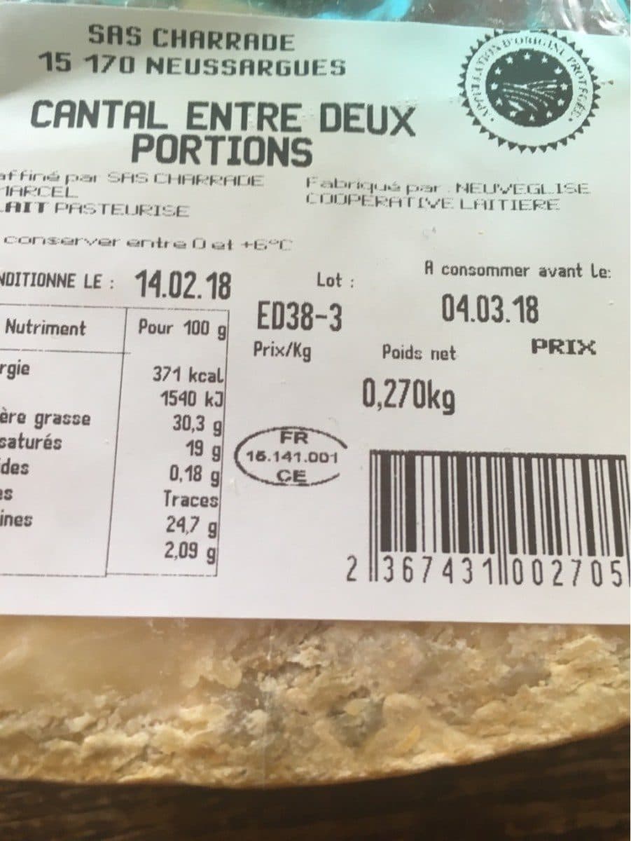 Charrade Cantal packshot