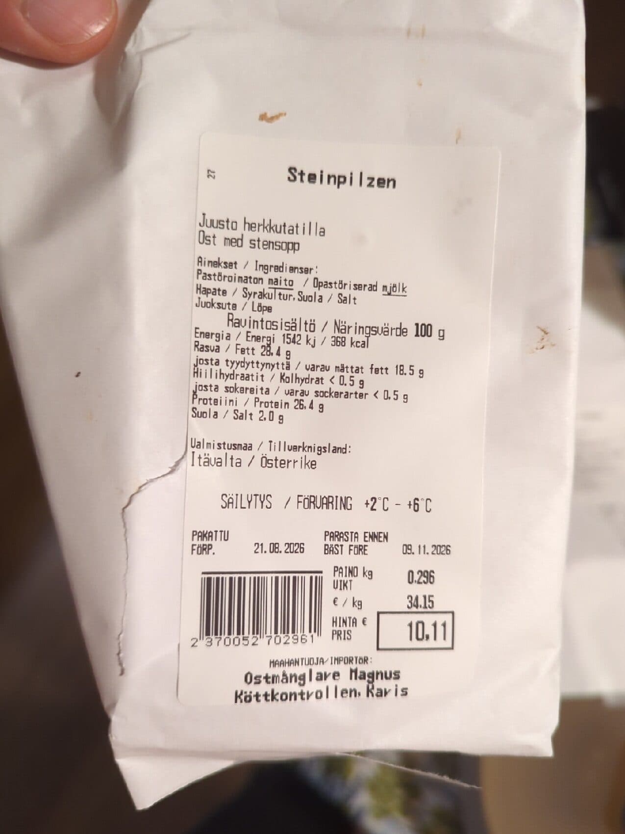 Ostmånglare Magnus Steinpilzen Juusto herkkutatilla packshot