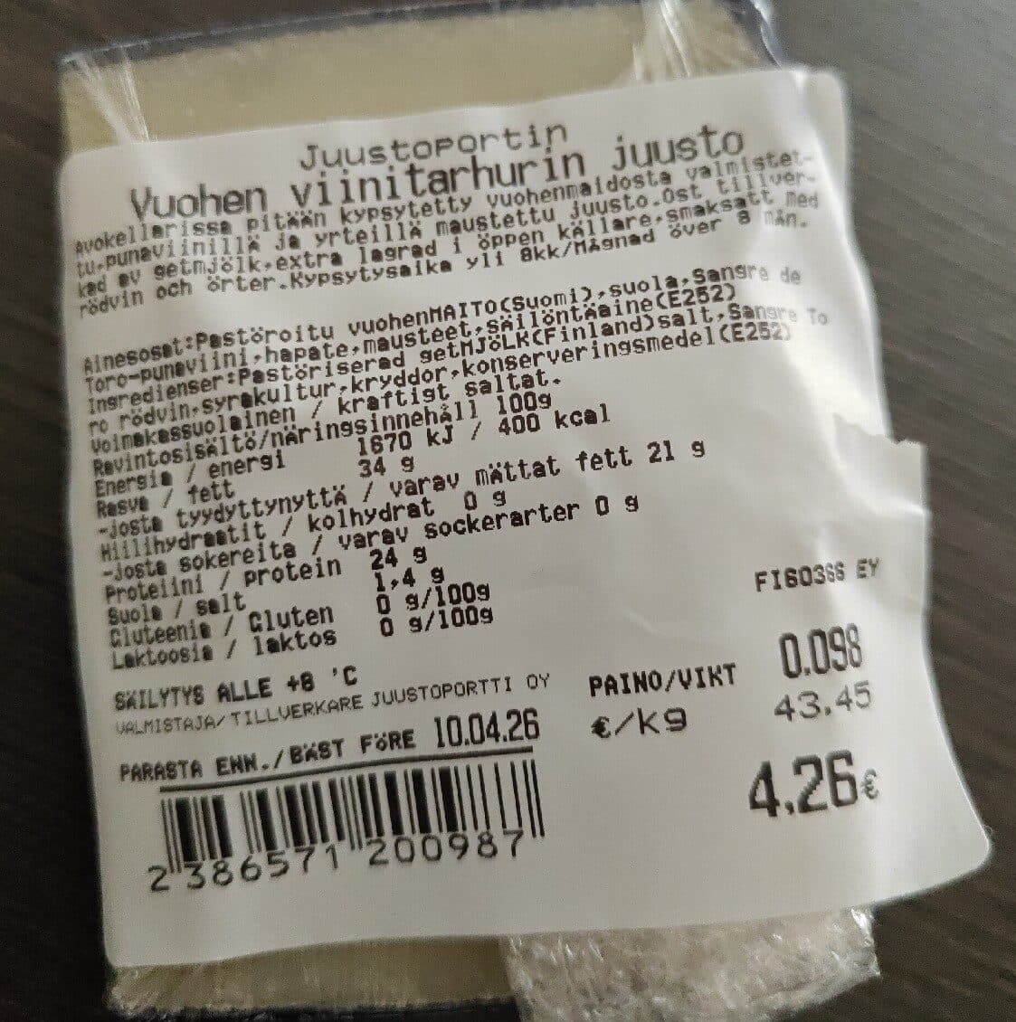 Juustoportti Vuohen Viinitarhurin Juusto packshot