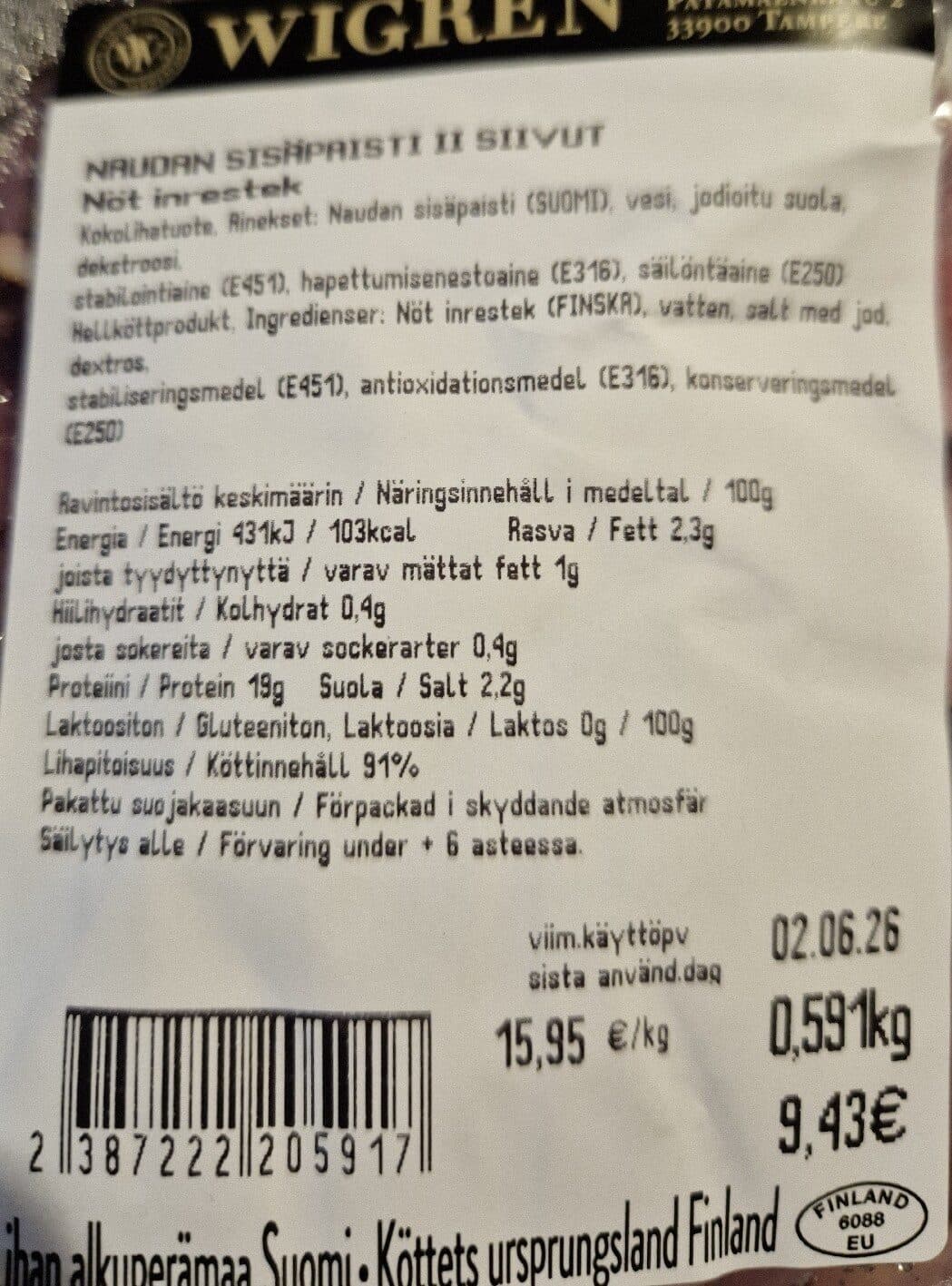 Wigren Naudan Sisäpaisti Siivut packshot
