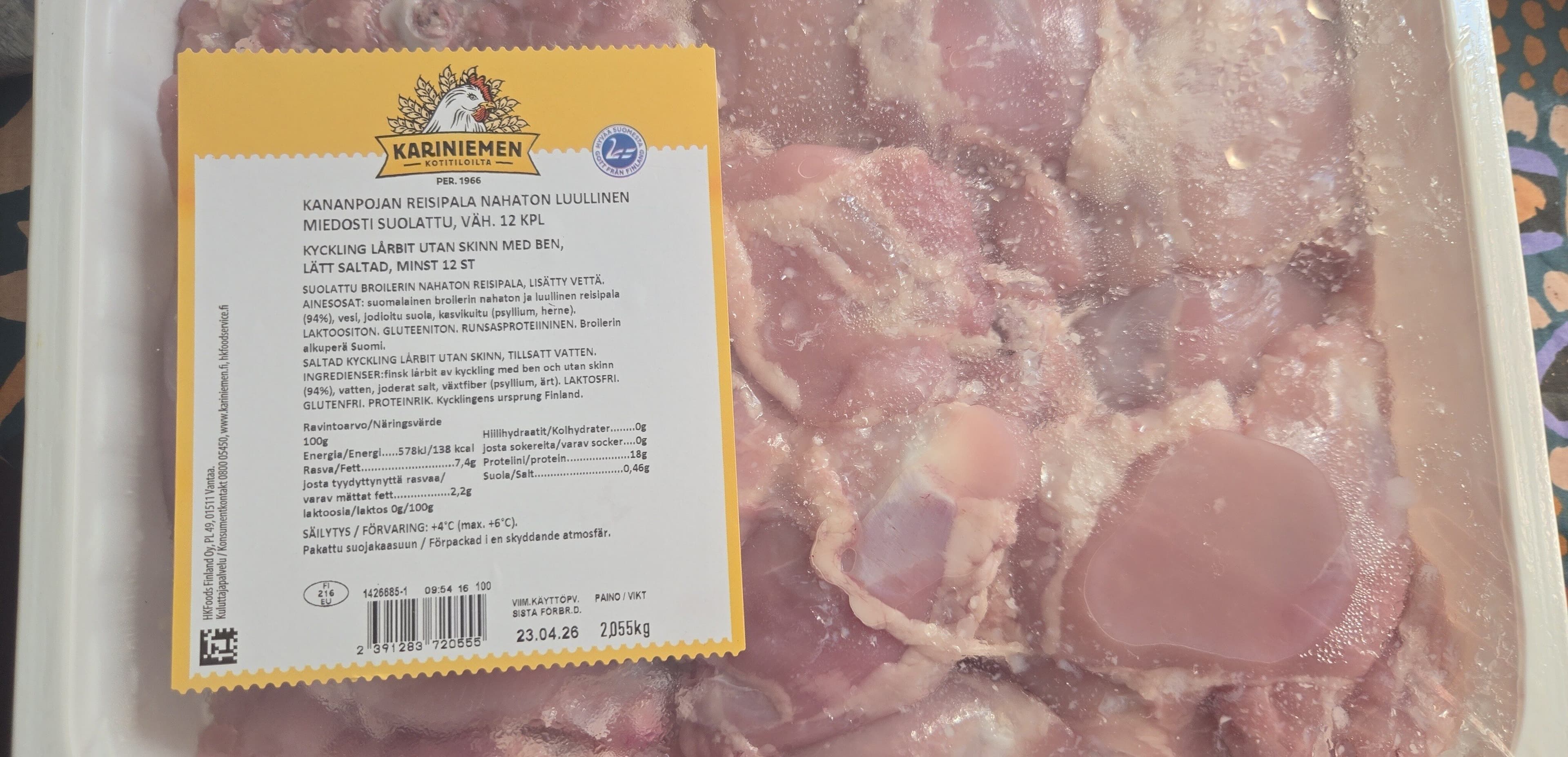 kariniemen kananpojan reisipala nahaton luullinen miedosti suolattu väh 12 kpl packshot