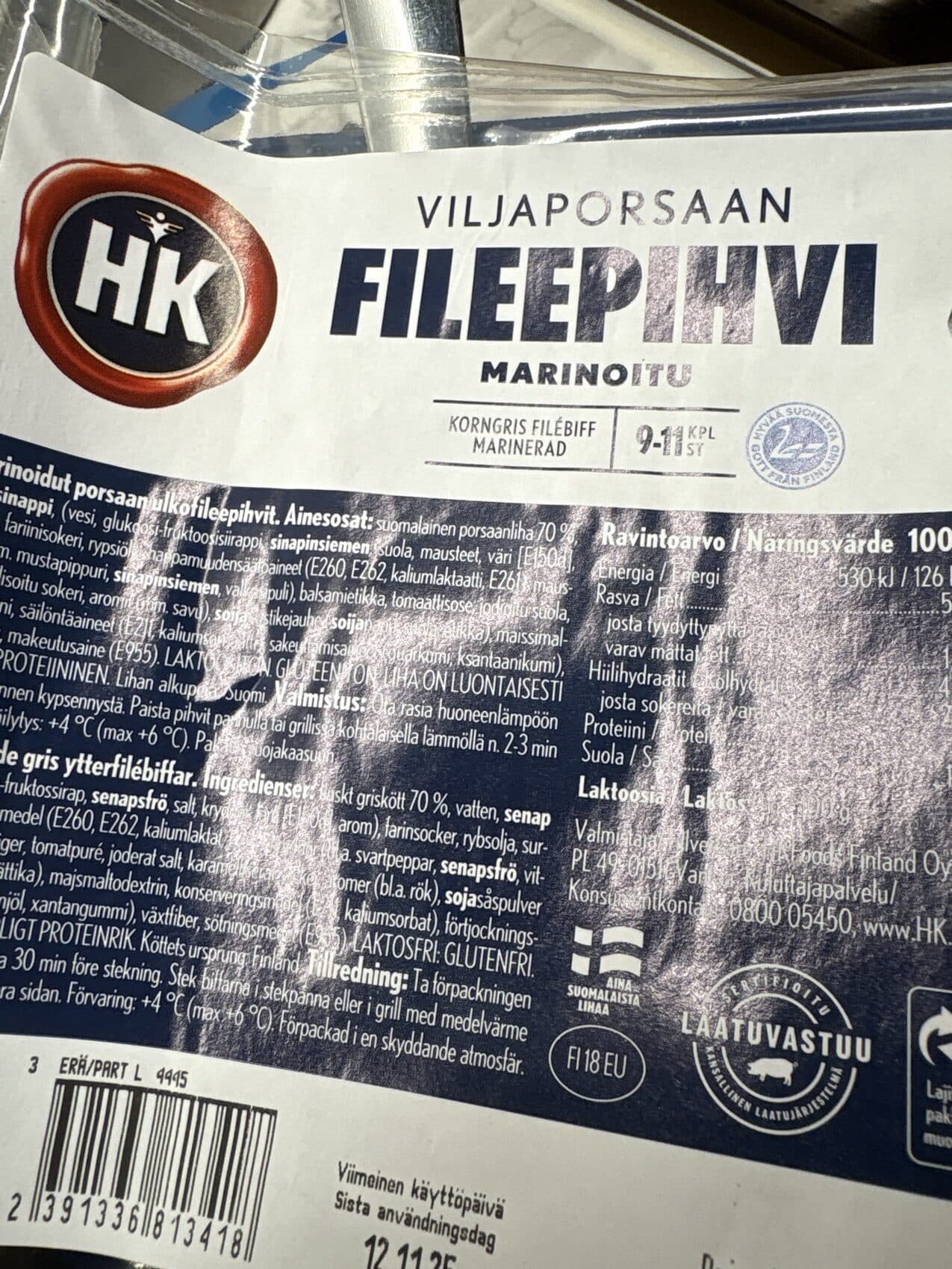 HK Viljaporsaan Fileepihvi HK Marinoitu packshot