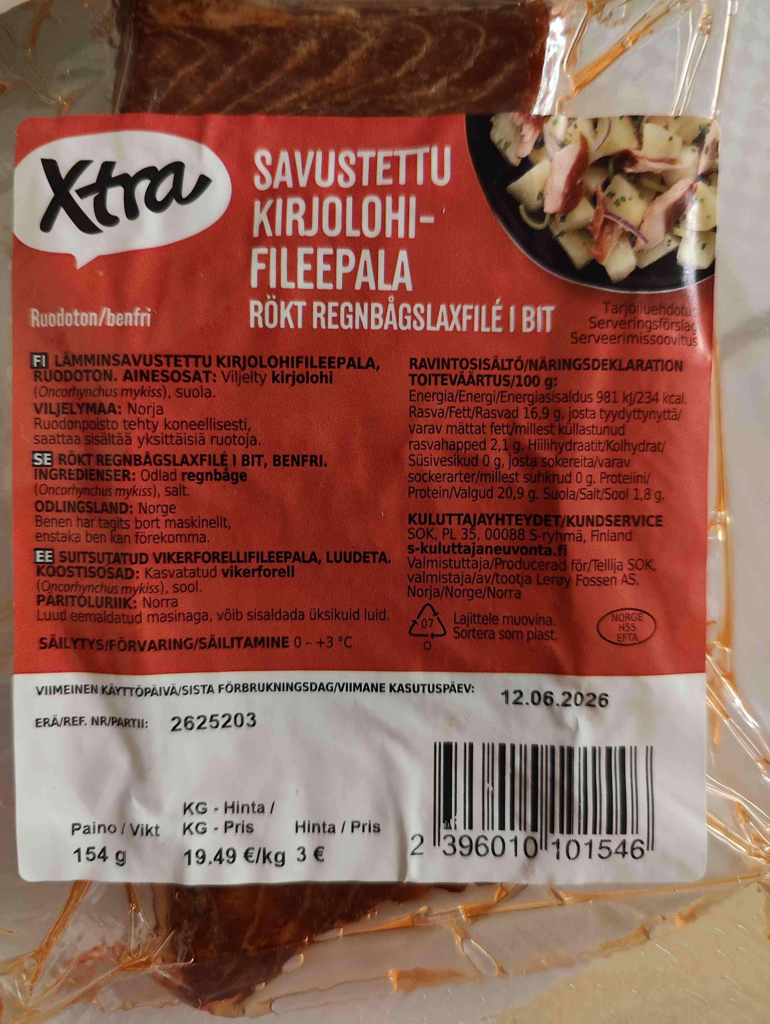 Xtra Savustettu kirjolohifileepala packshot