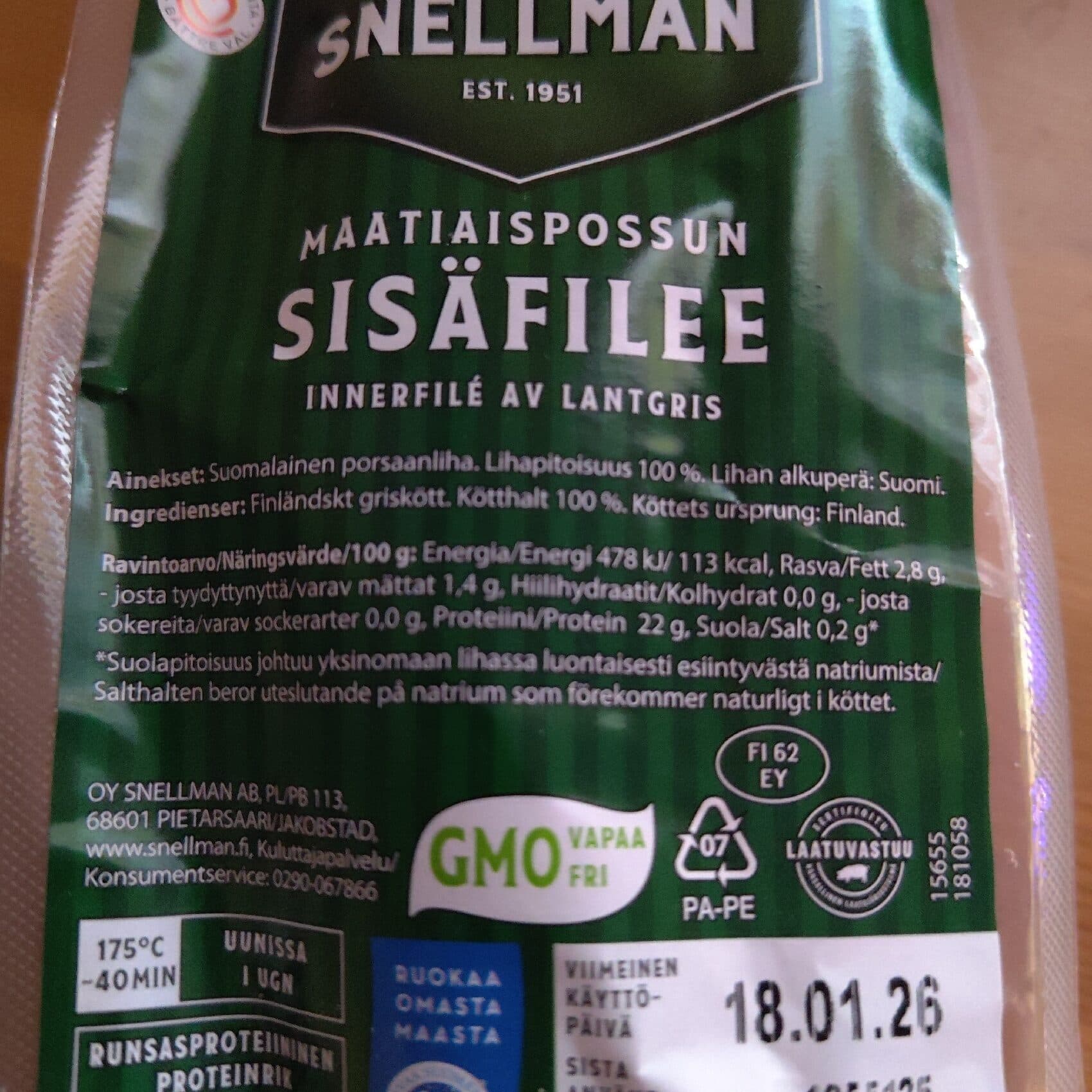 Snellman Maatiaispossun Sisäfilee packshot