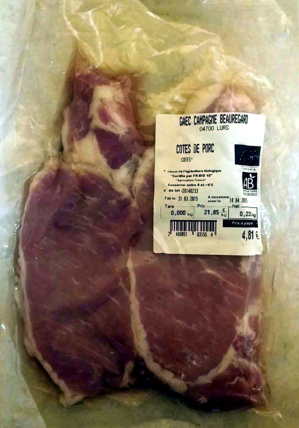 Gaec Campagne Beauregard Côtes de porc packshot