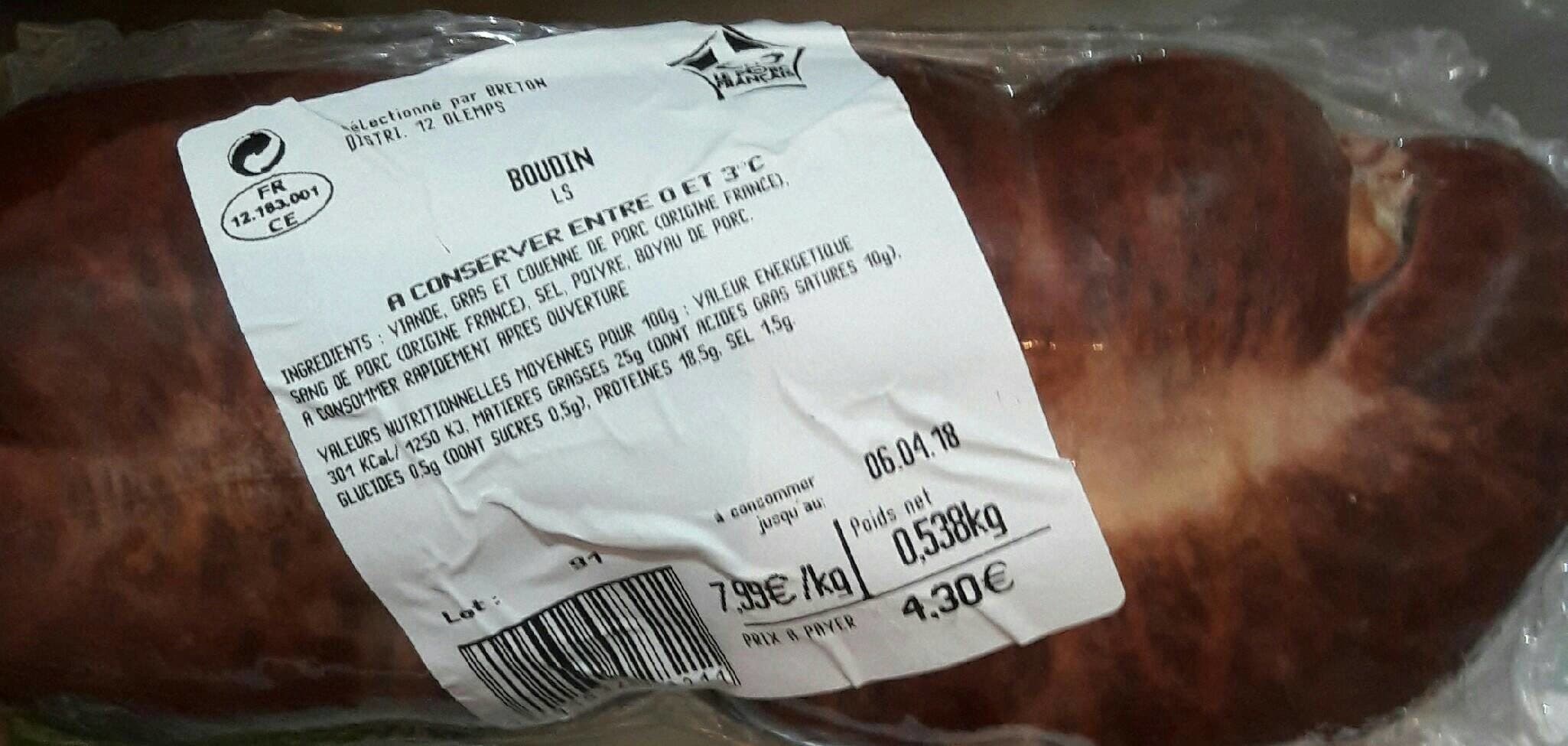 Open Food Facts Boudin packshot
