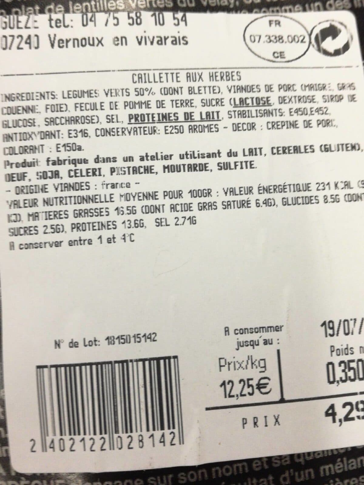 Guèze La caillette ardéchoise packshot