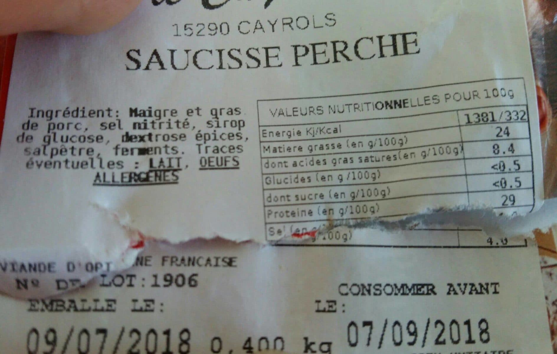 Open Food Facts Saucisse le cayrolais packshot