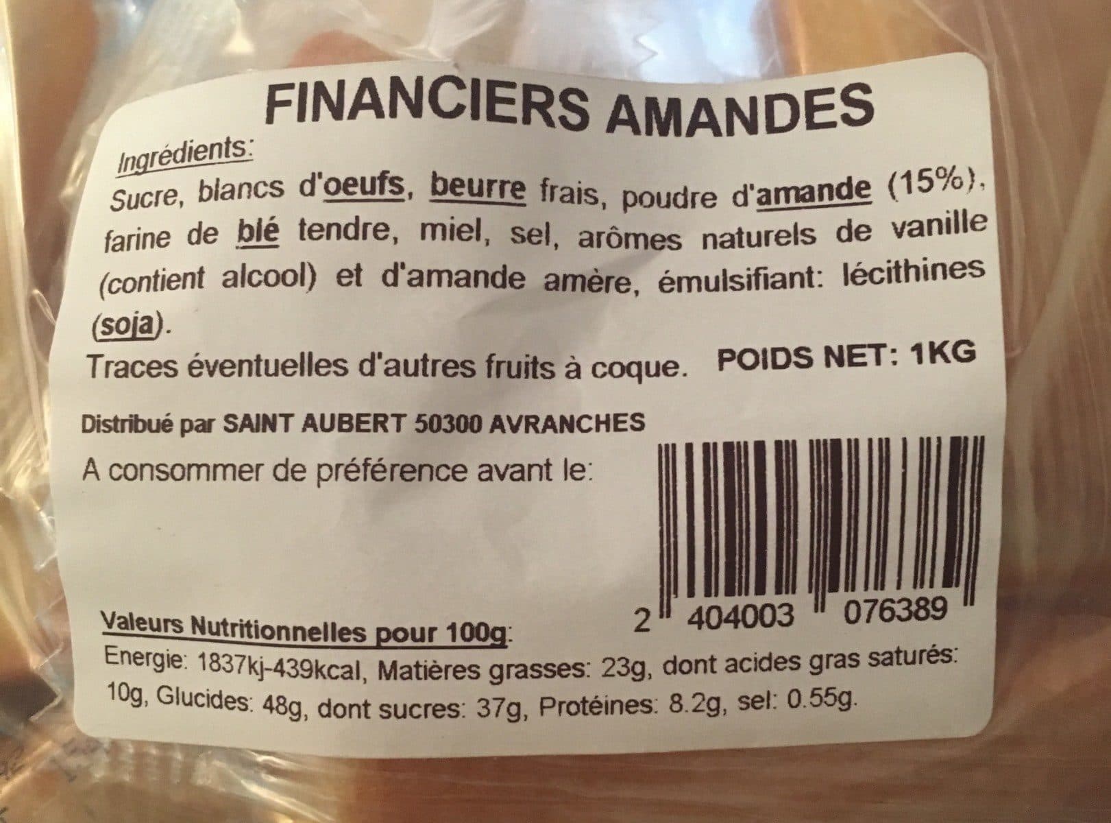 Open Food Facts Financier amandes packshot