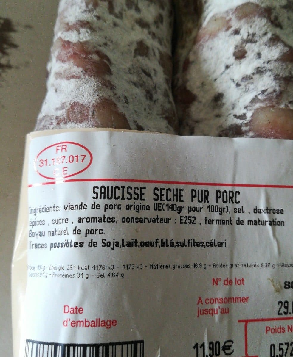 Open Food Facts Saucisse sèche pur porc packshot