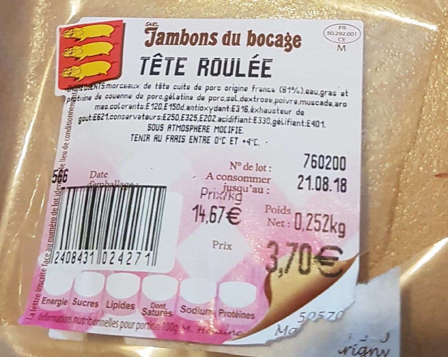 Open Food Facts Tête roulée packshot