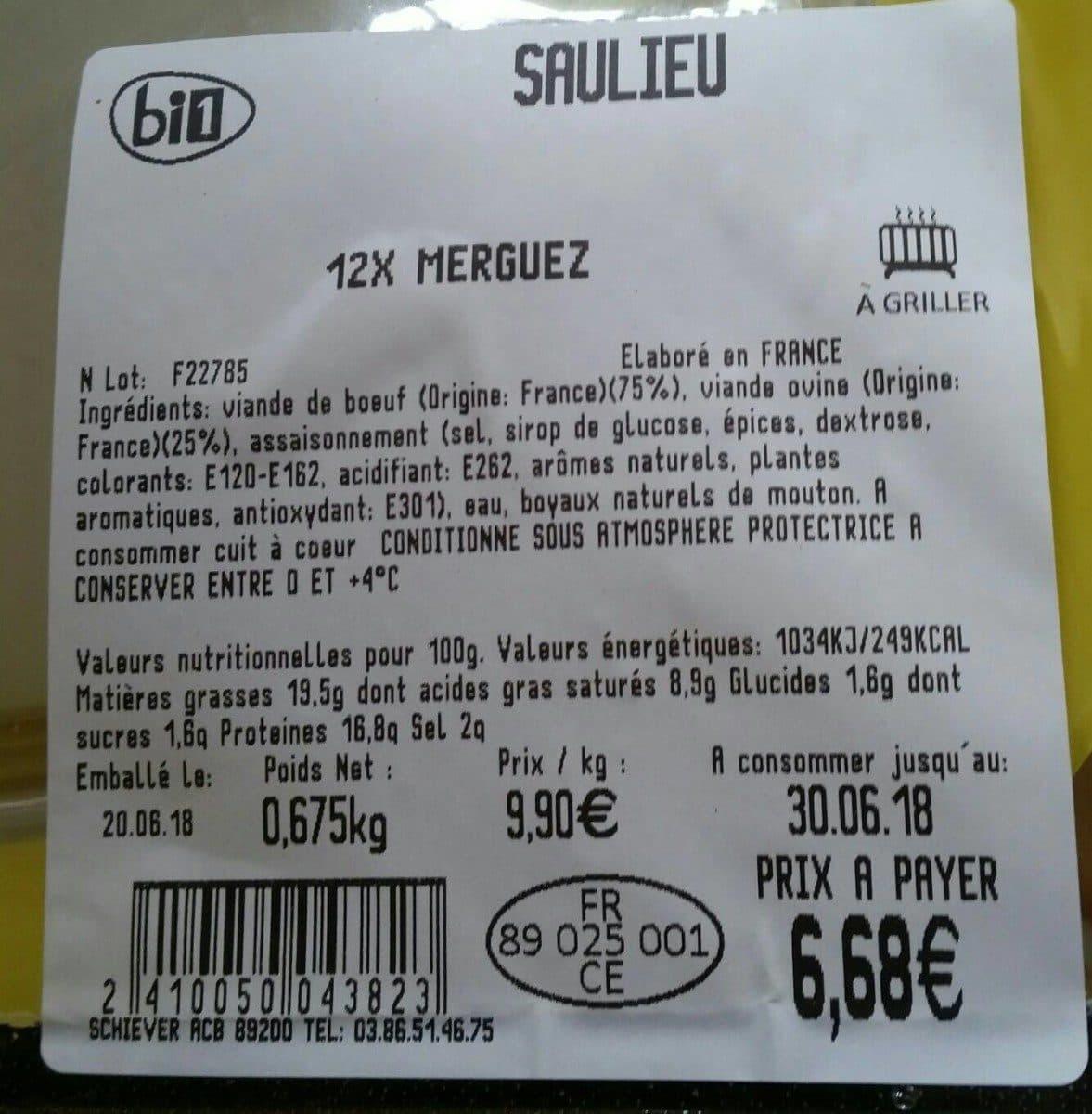 Open Food Facts Merguez (boeufs et moutons français) packshot