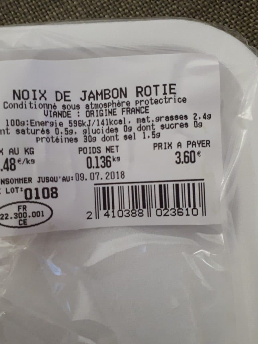 Open Food Facts Noix de jambon rôti packshot