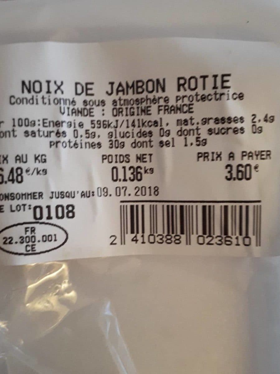 Open Food Facts Noix de jambon rôti packshot
