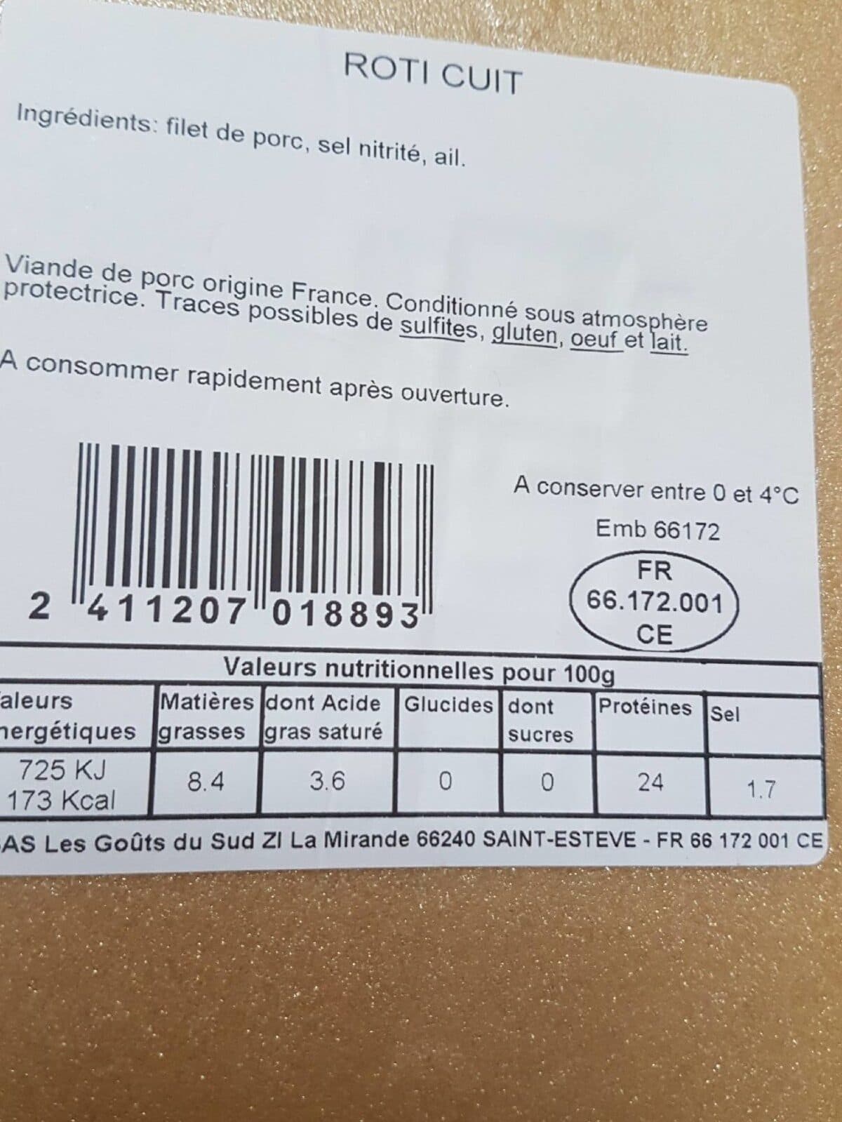 Open Food Facts Rôti cuit packshot