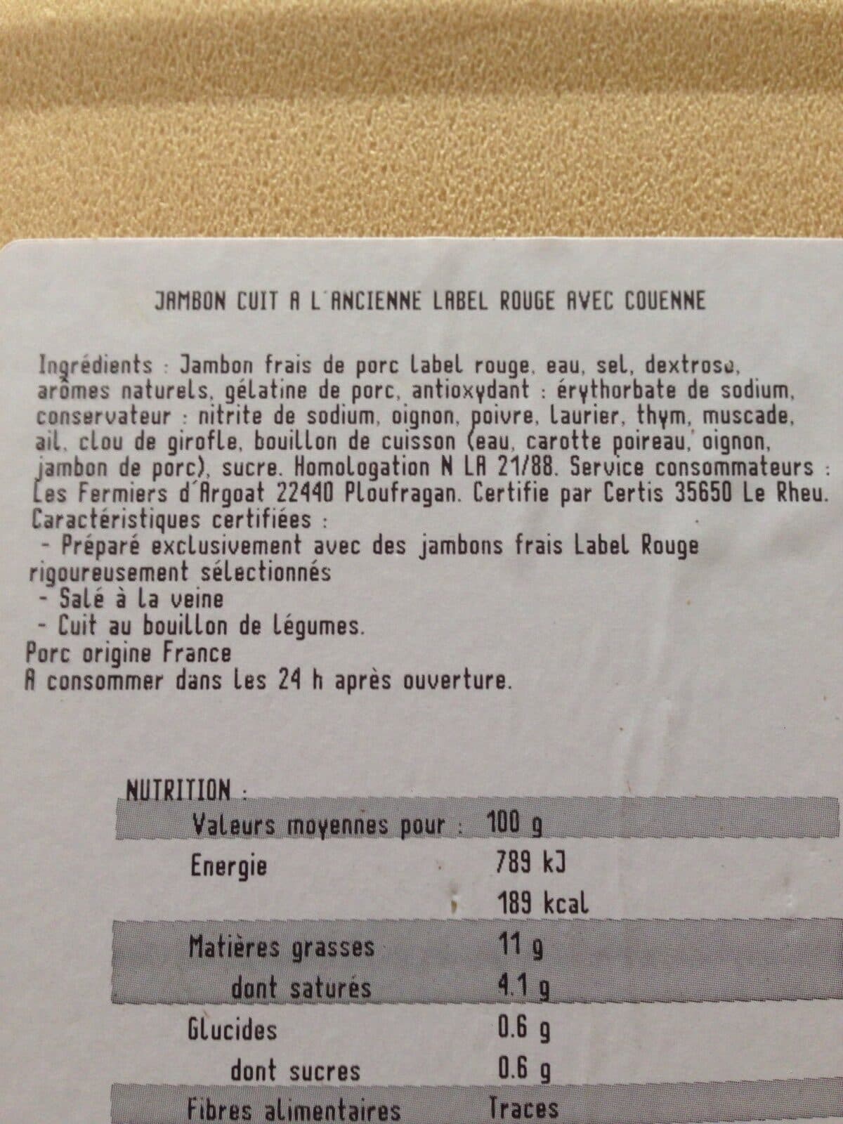 Open Food Facts Jambon cuit a l'ancienne packshot