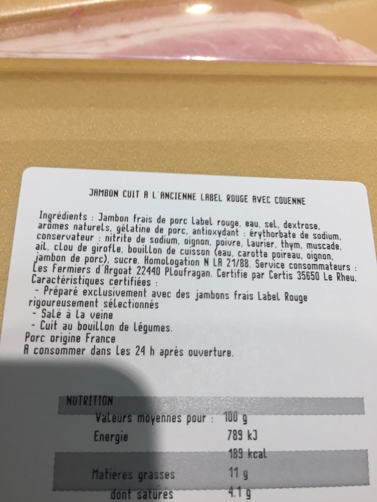 Open Food Facts Jambon cuit à l'ancienne label rouge packshot