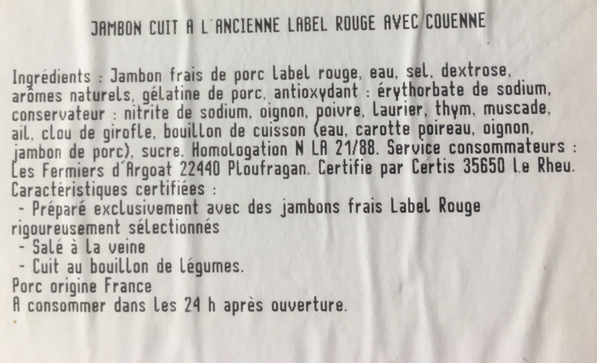 Open Food Facts Jambon cuit à l'ancienne packshot