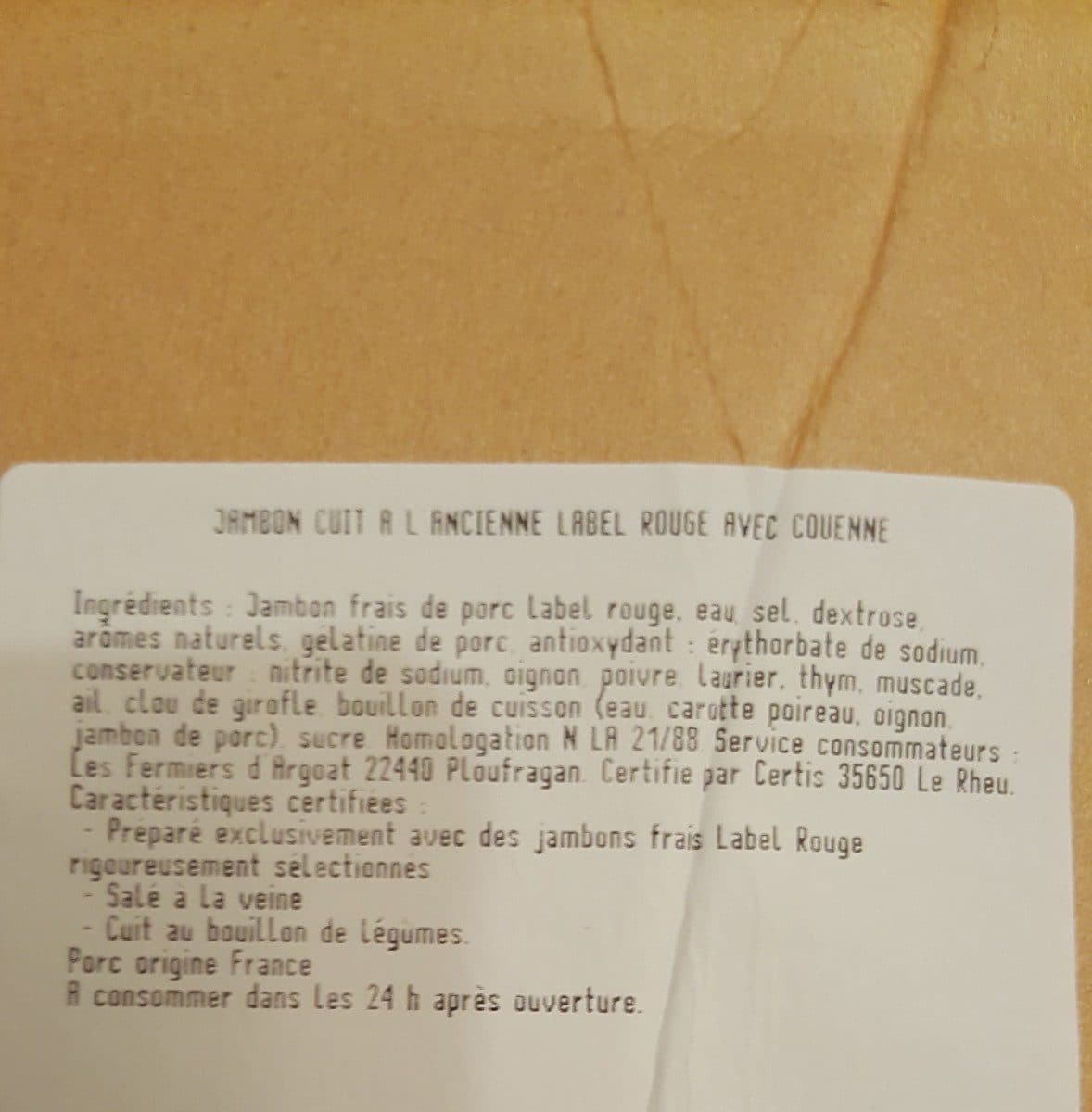 Open Food Facts Jambon cuit à l ancienne packshot