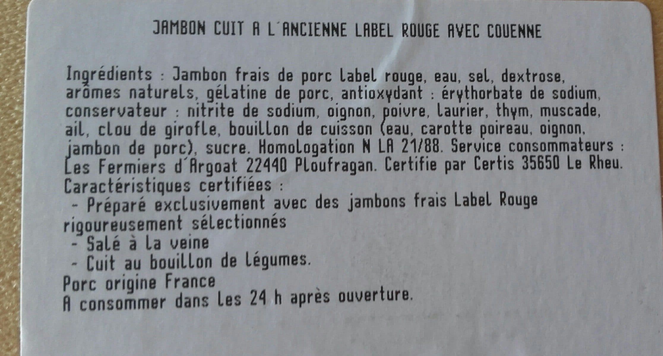 Open Food Facts Jambon cuit à l ancienne packshot