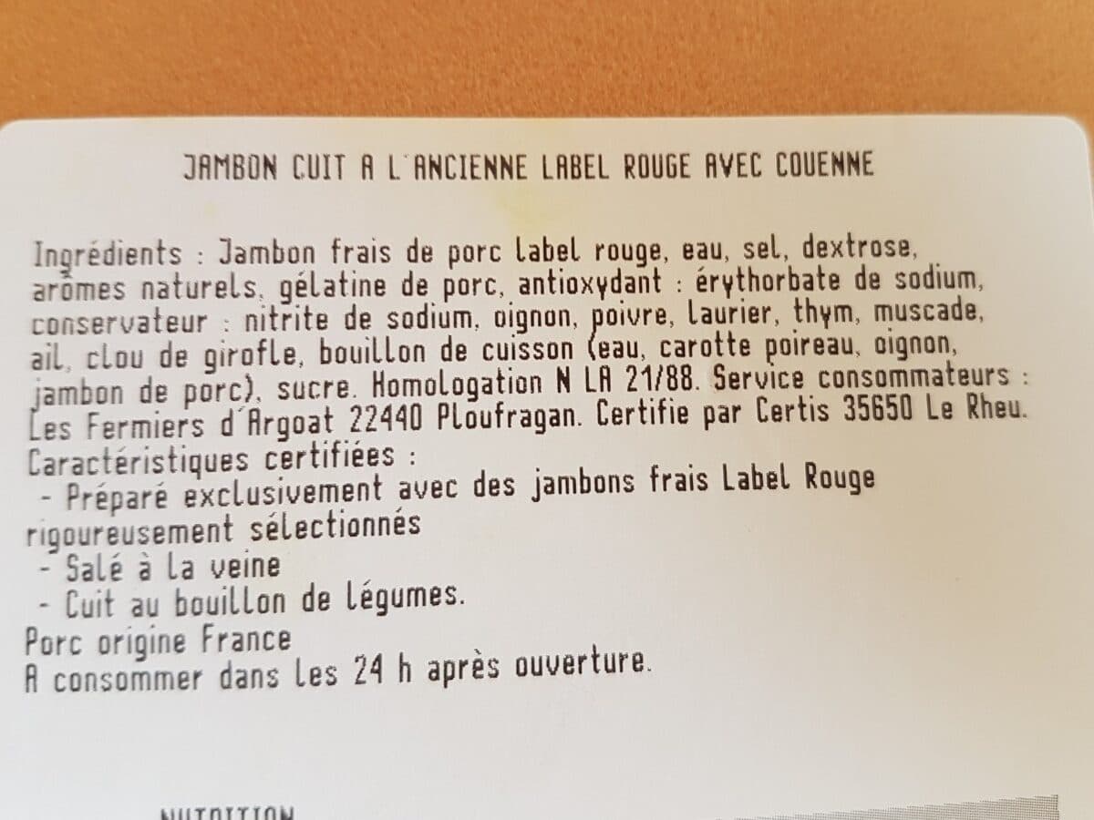 Open Food Facts Jambon cuit à l'ancienne packshot