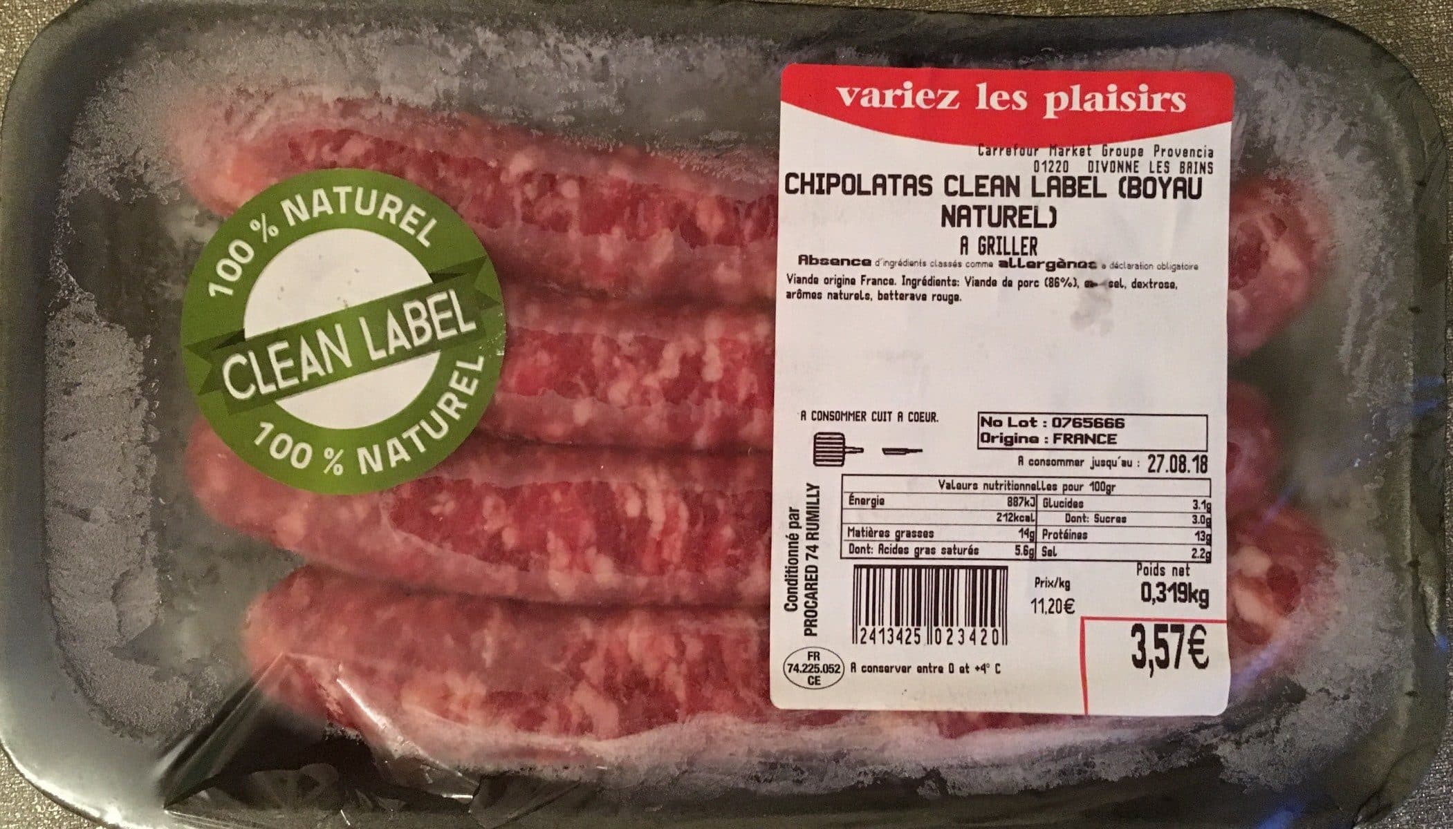 Open Food Facts Chipolatas Clean Label packshot