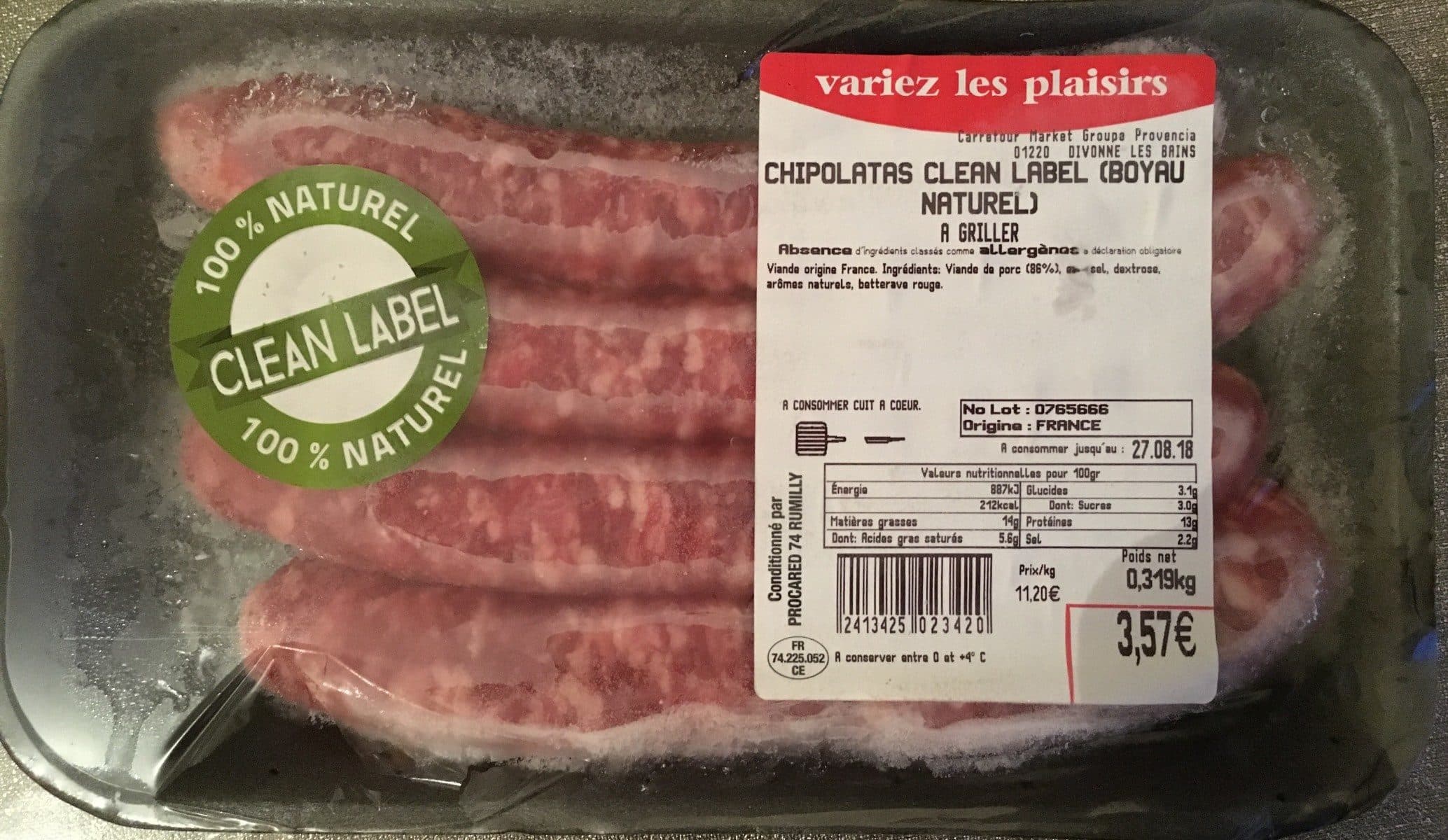 Open Food Facts Chipolatas Clean Label packshot