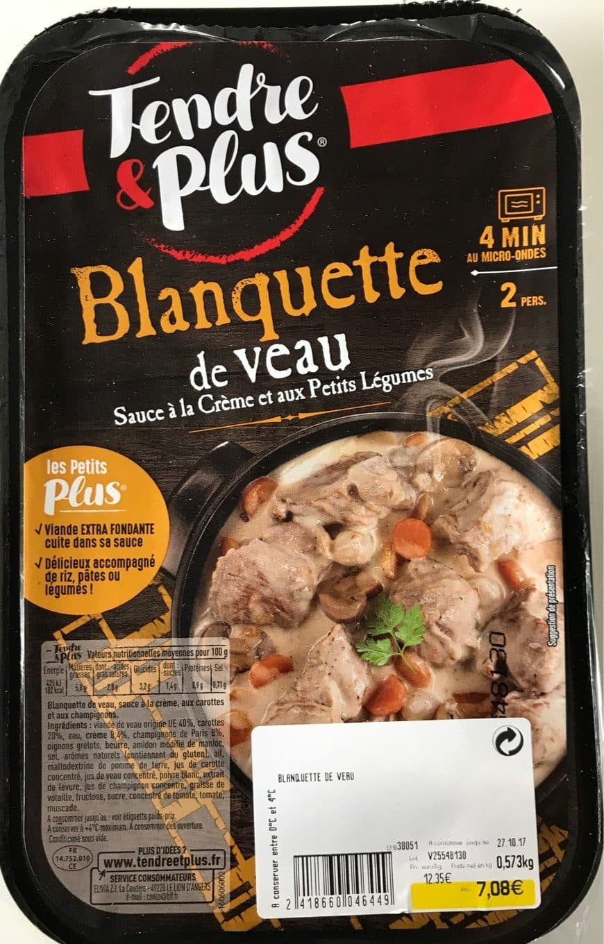 Tendre Et Plus Blanquette de Veau packshot