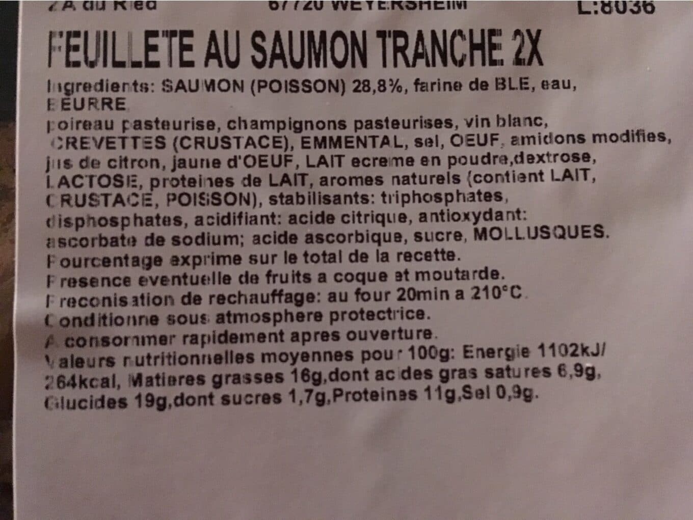 U Feuillete de saumon tranche packshot