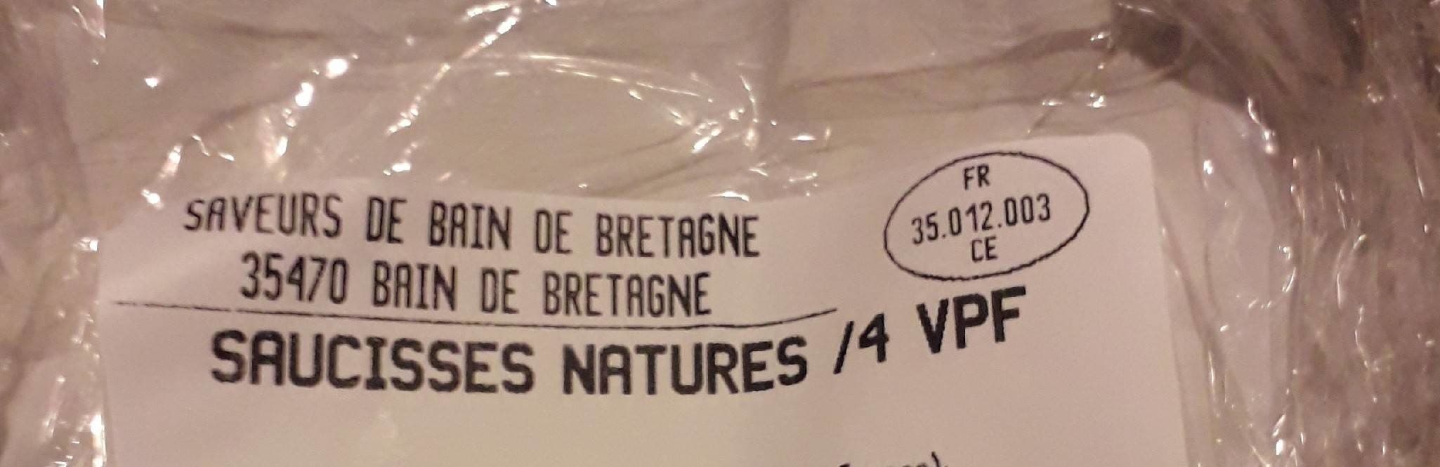 Saveurs De Bain De Bretagne Saucisses natures packshot