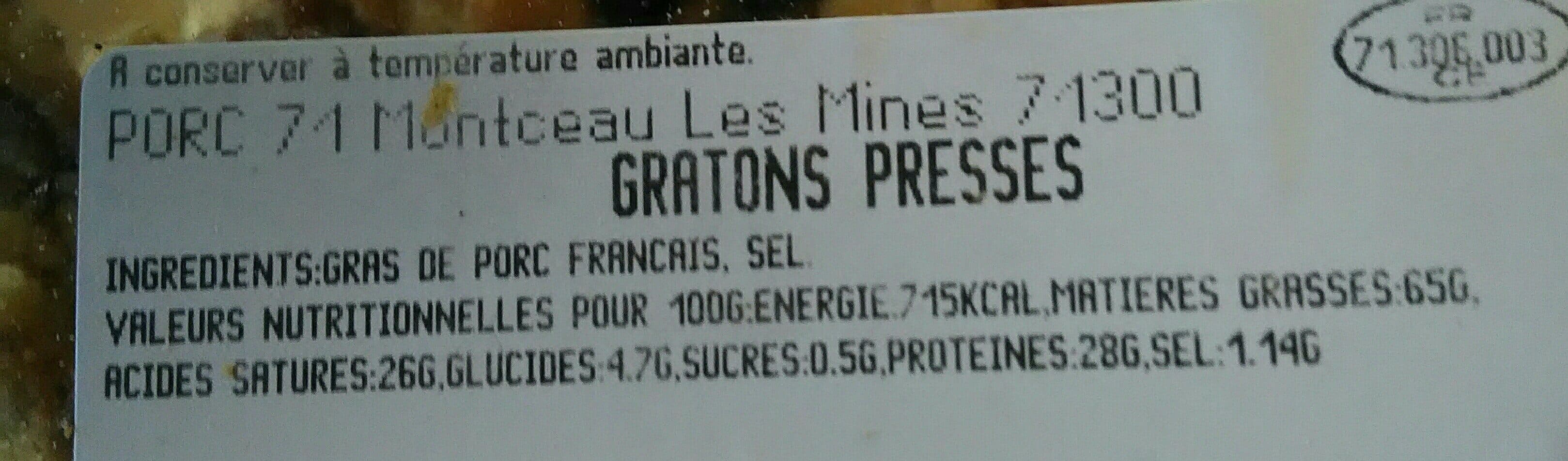 Open Food Facts Gratons pressés packshot