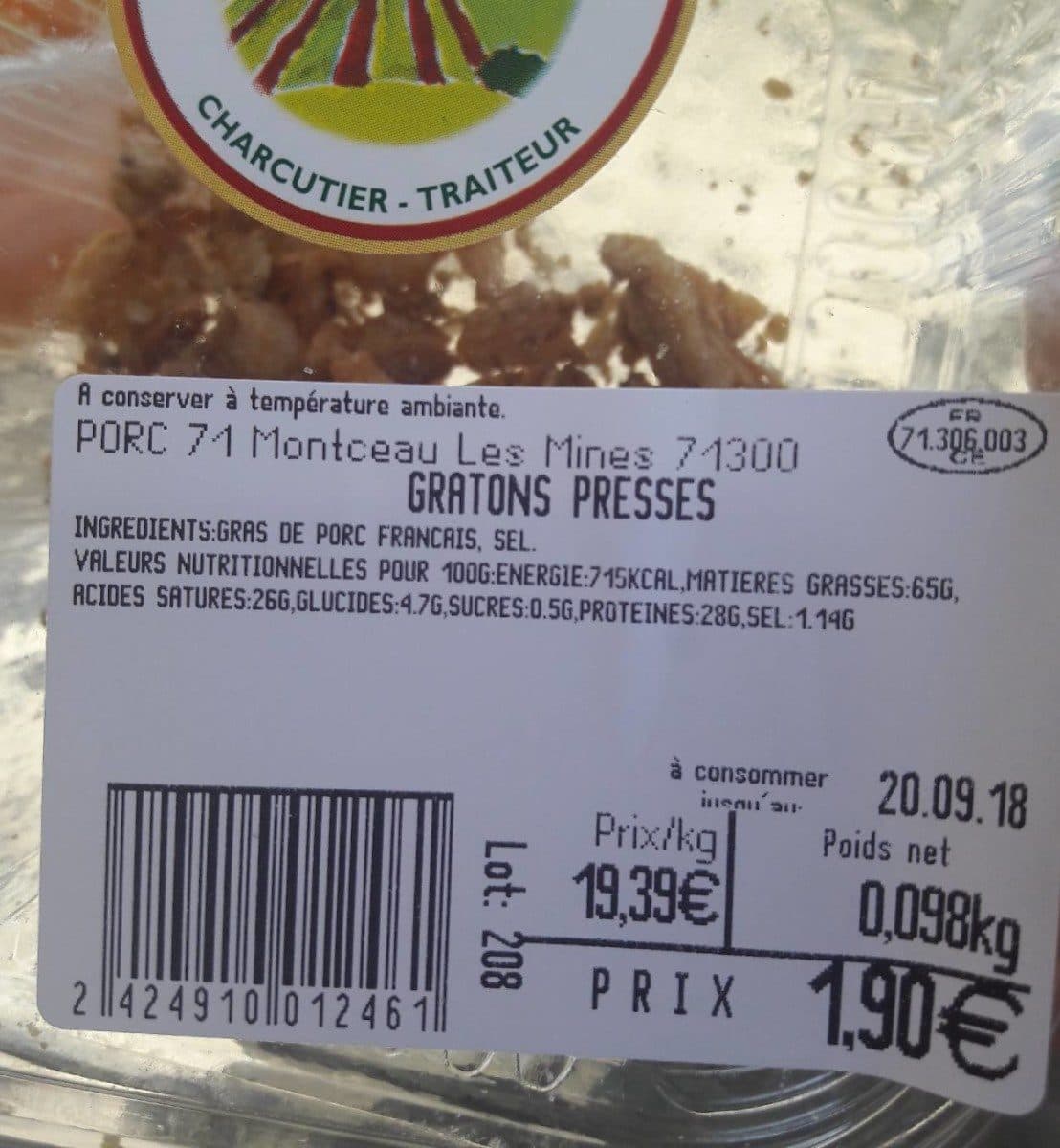 Open Food Facts Gratons pressés packshot