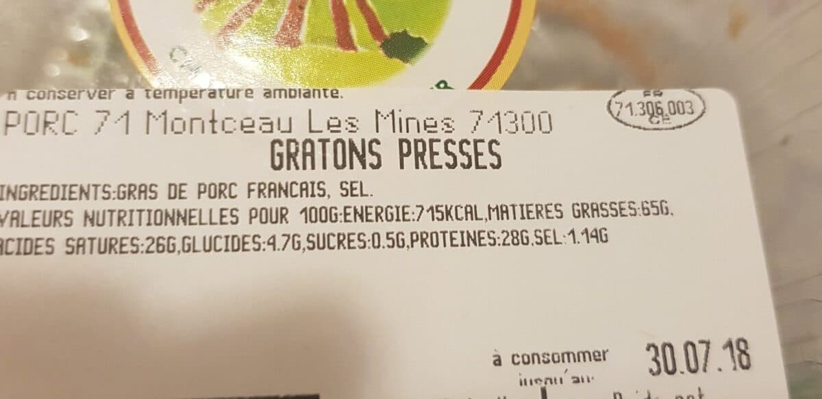 Open Food Facts Gratons pressés packshot