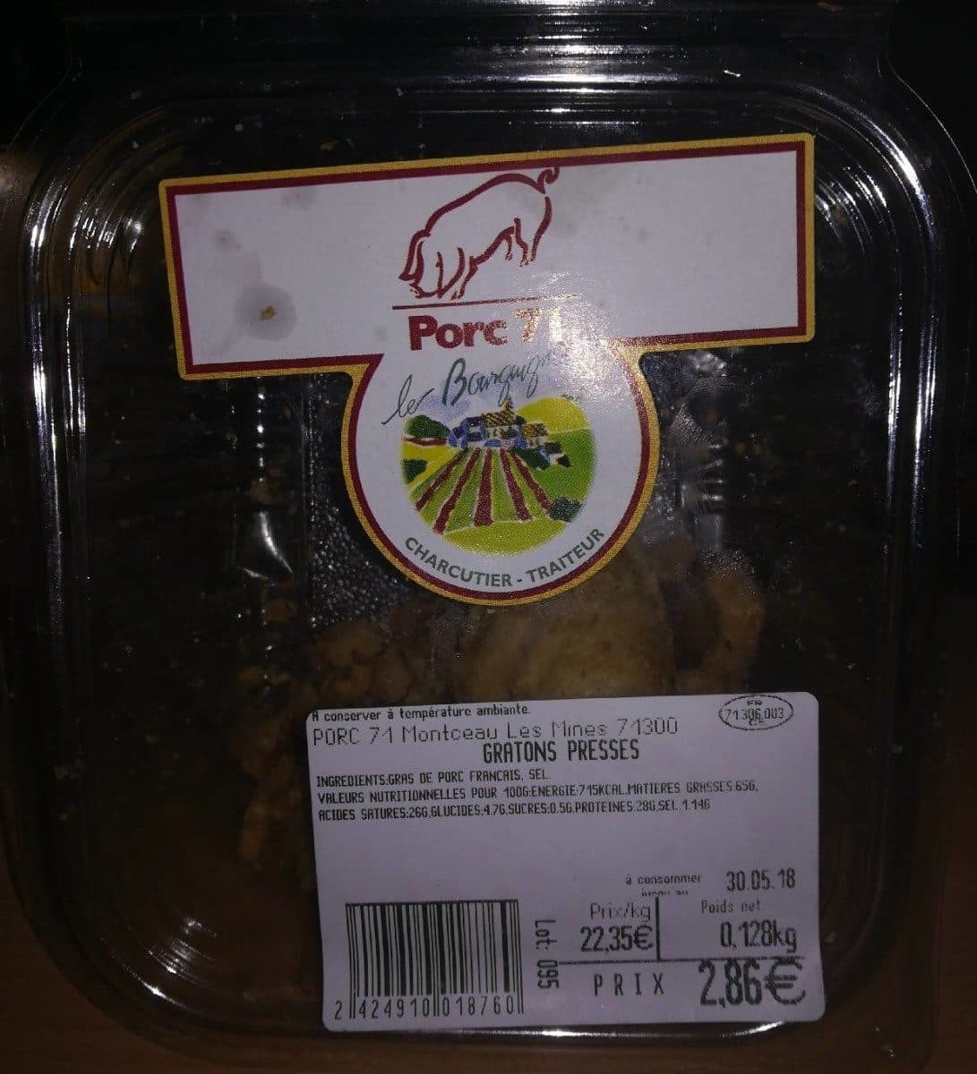 Open Food Facts Porc 71 (gratons pressés) packshot