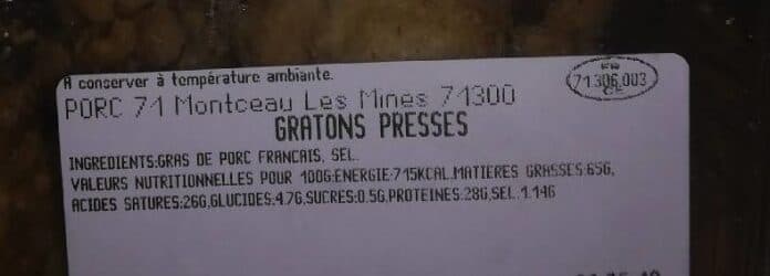 Open Food Facts Porc 71 (gratons pressés) packshot