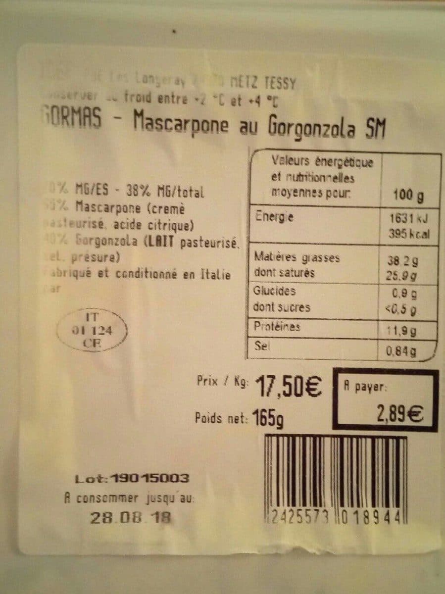 Open Food Facts Mascarpone au Gorgonzola packshot