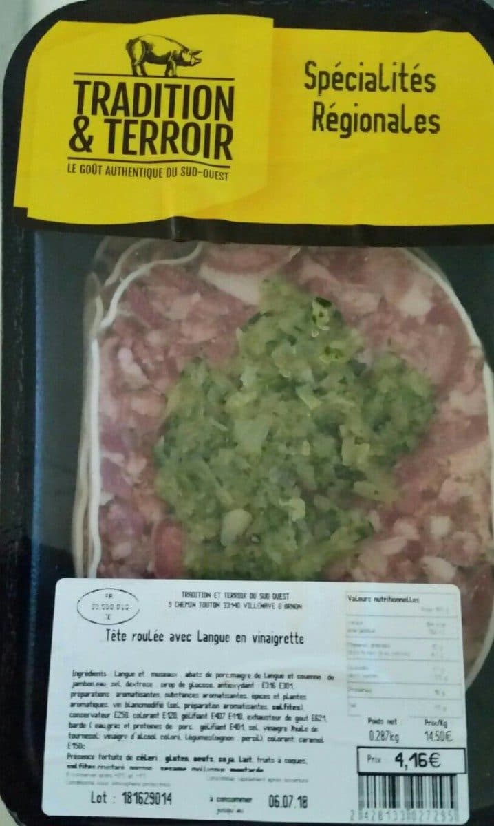 Open Food Facts Tête roulée avec langue en vinaigrette packshot
