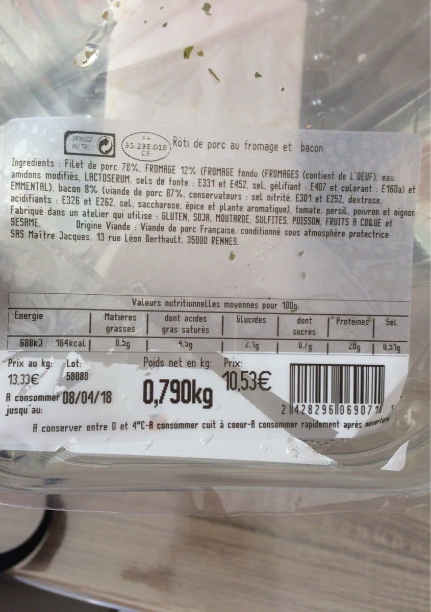 Maître Jacques Roti de porc facon Orloff packshot