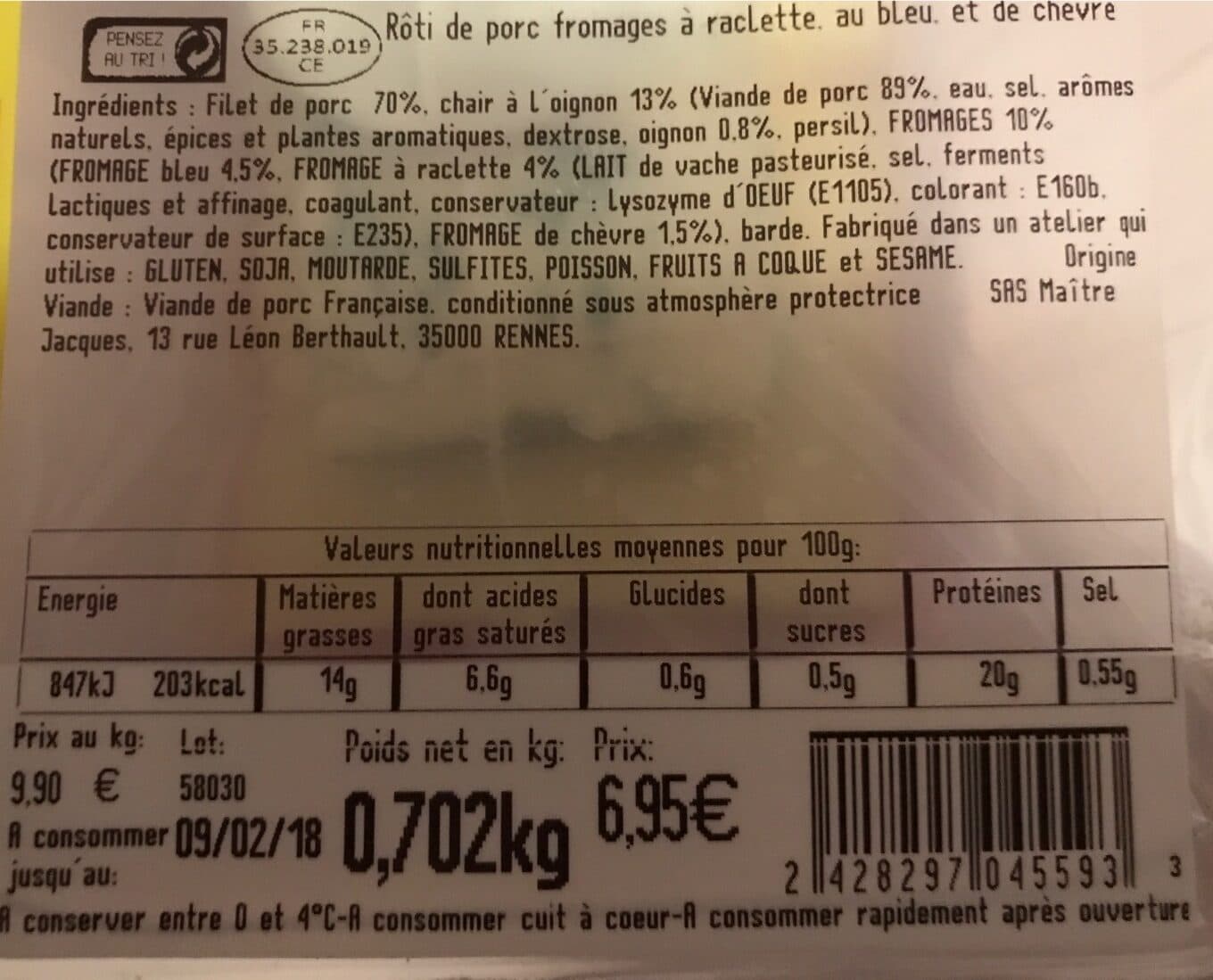 Maître Jacques Rôti de Porc 3 Fromages packshot