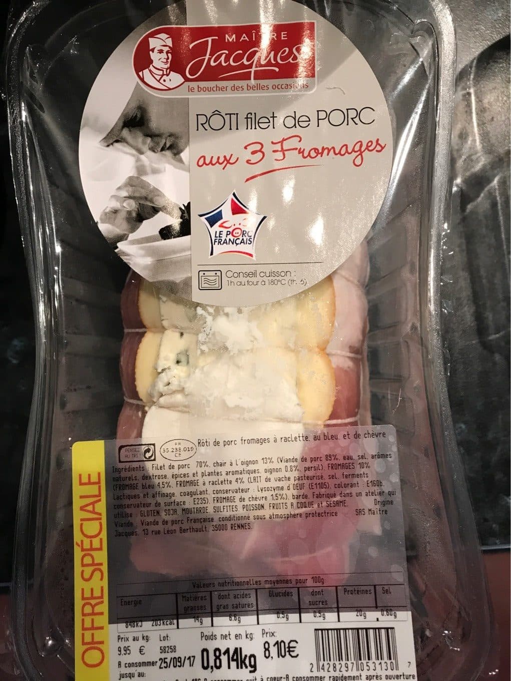 Maitre Jacques Roti filet de porc aux trois fromages packshot