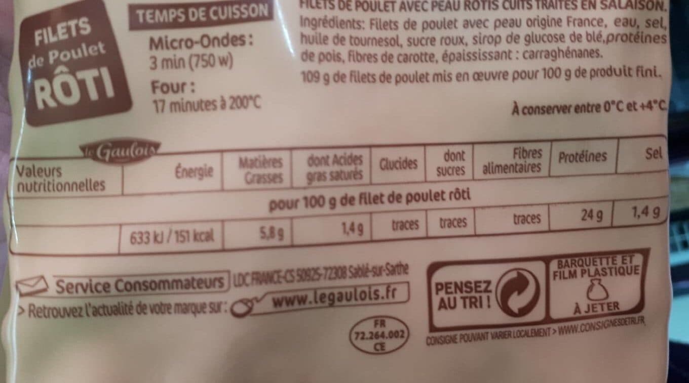 Le GAULOIS Filets de poulet rôti packshot